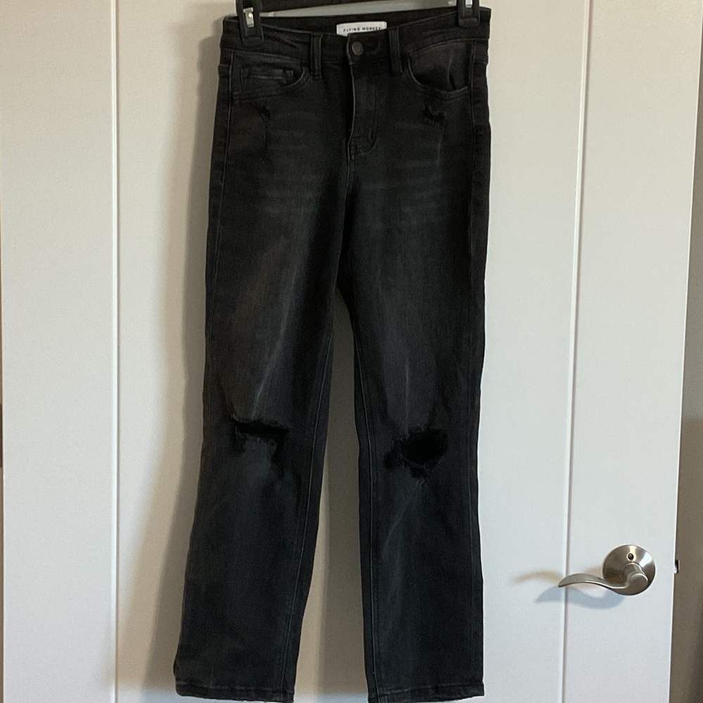 Flying Monkey Charcoal Distressed Ankle Jeans